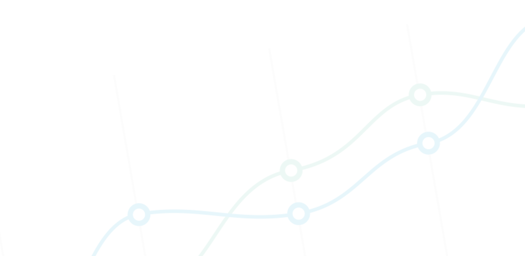 a stylized line graph showing a blue and a green line with hollow circular points